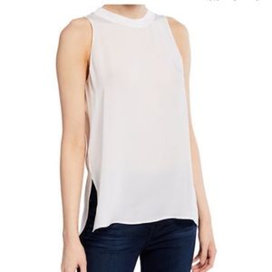 Vince white rib trim top